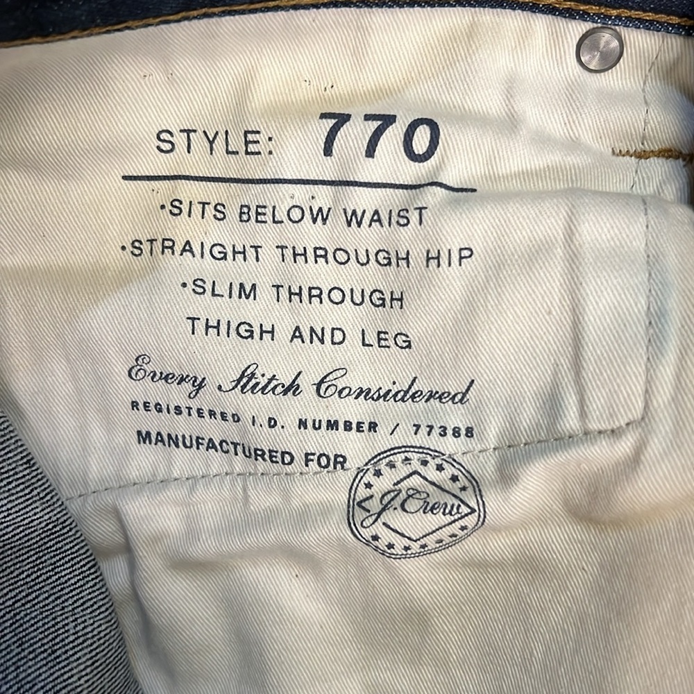 J Crew 770 Straight Jeans 31x30 Fits 32x28 Kaihara Denim Dark Blue Wash Stretch - Picture 9 of 15